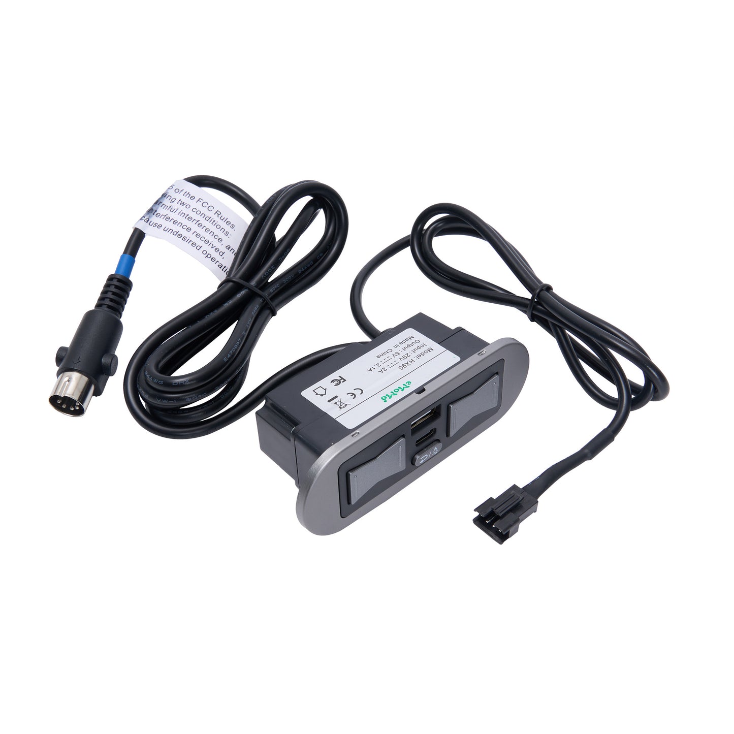 eMoMo HX90HU2CLN / HX90HU2C2LN 5 Button Switch with Type A+C USB Ports and Two Leads