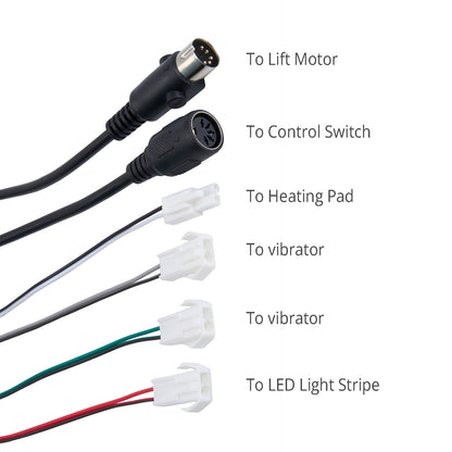 Wiring diagram with connectors labeled for different components on a white background