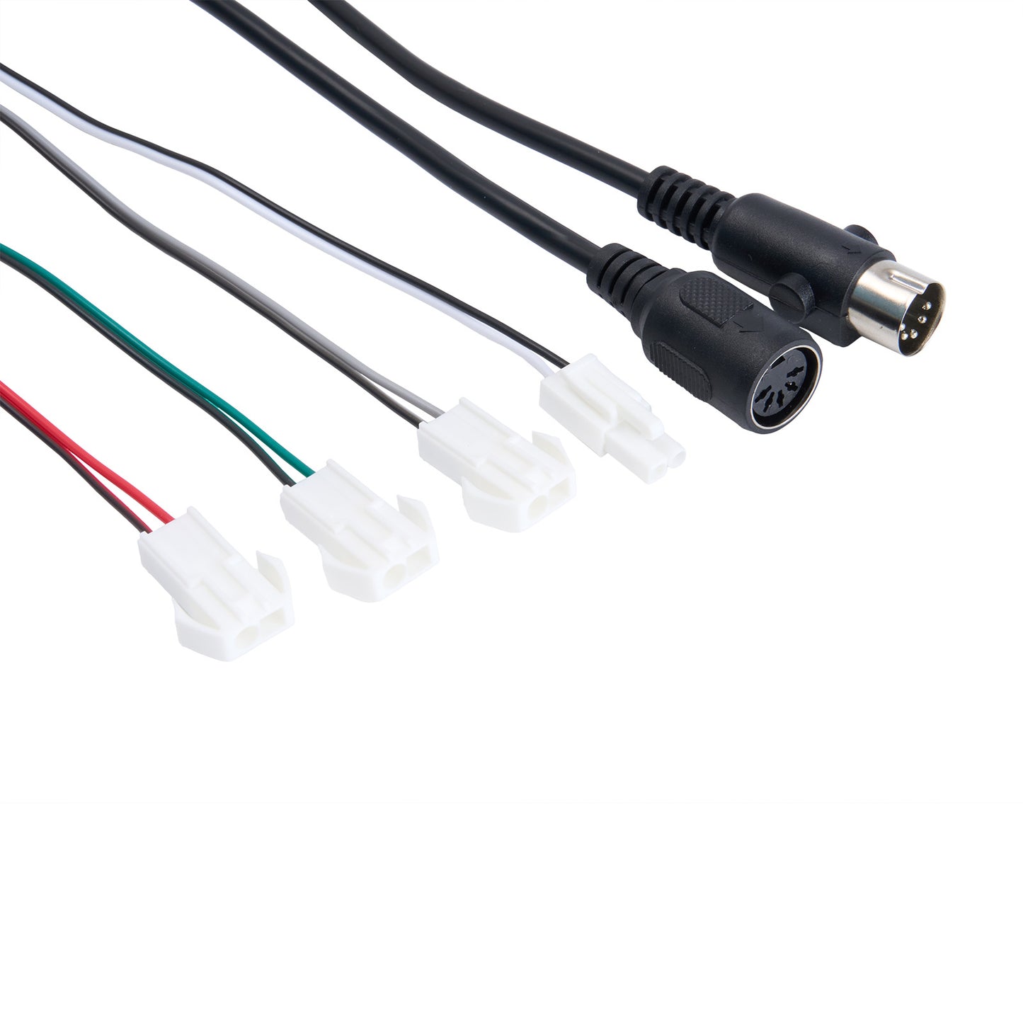 Electrical wiring with connectors on a white background