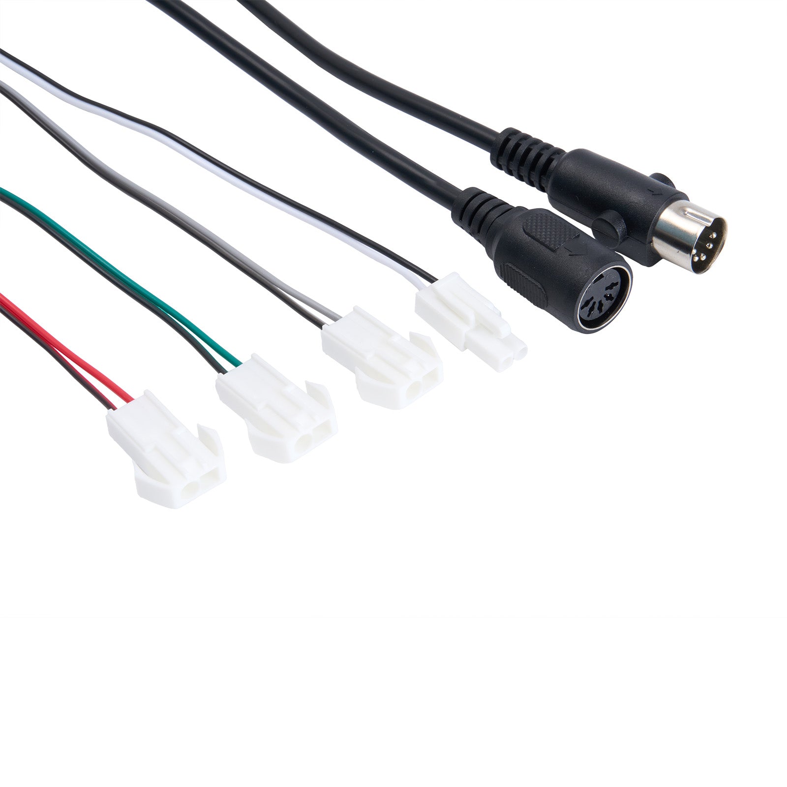 Electrical wiring with connectors on a white background