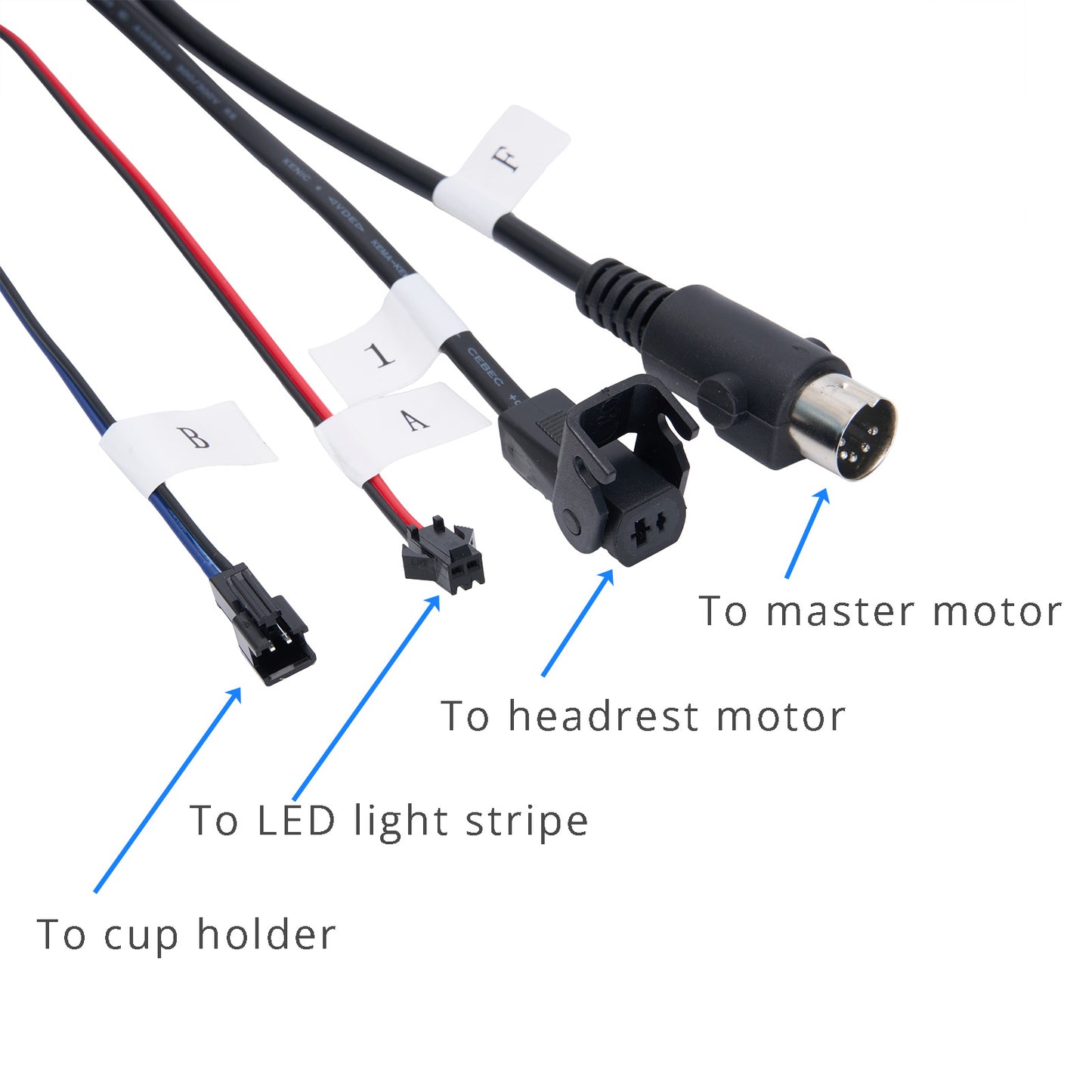 Wiring diagram with labeled connections on a white background