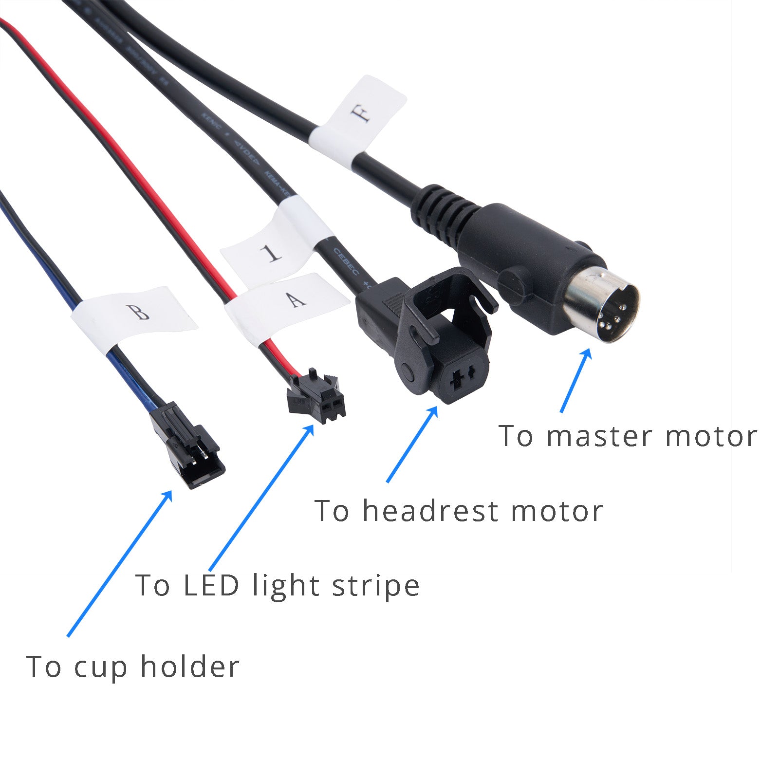 Wiring diagram with labeled connections on a white background