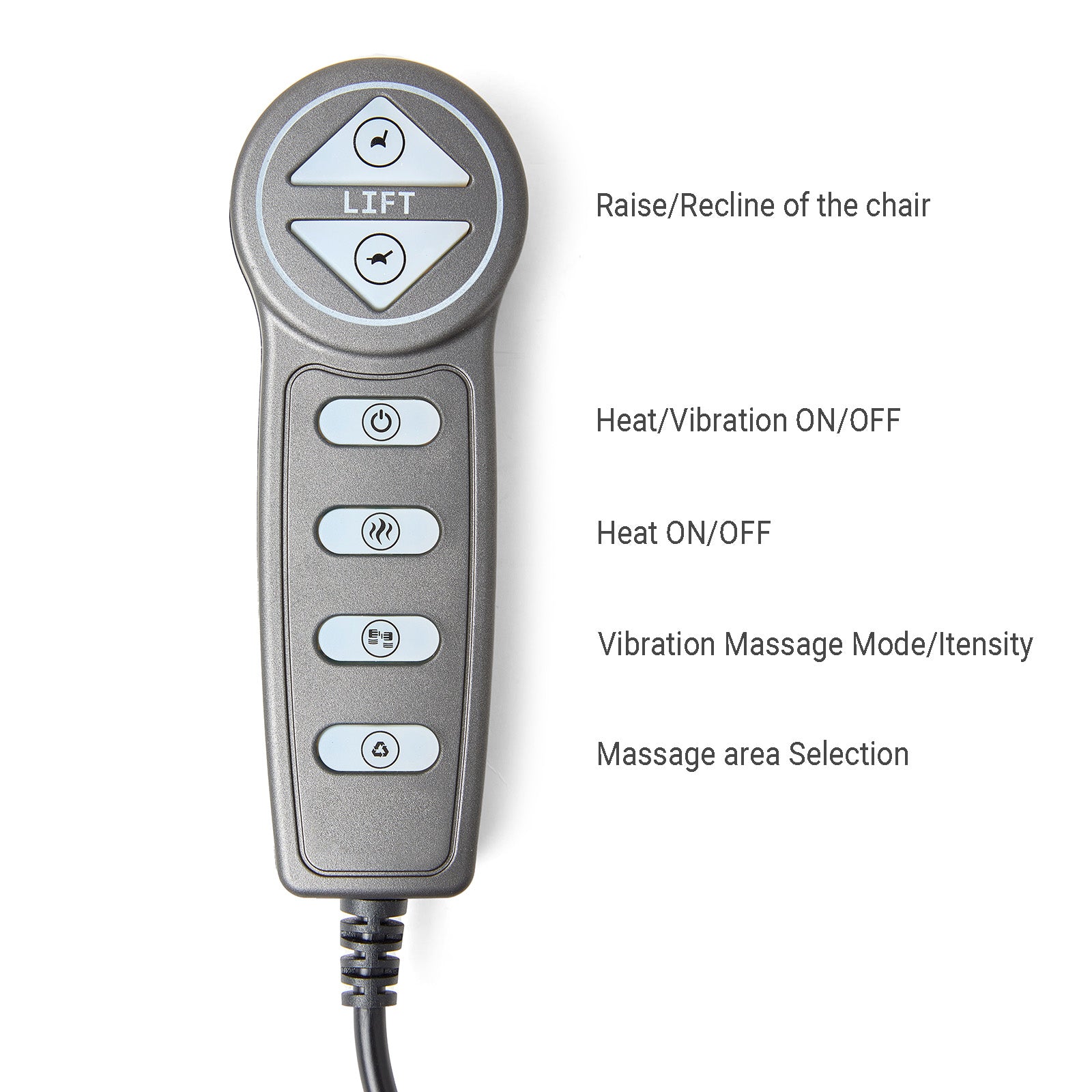 Acrookey 6 Button 8 Pin Recliner Remote Controller for Lift Heating an ...