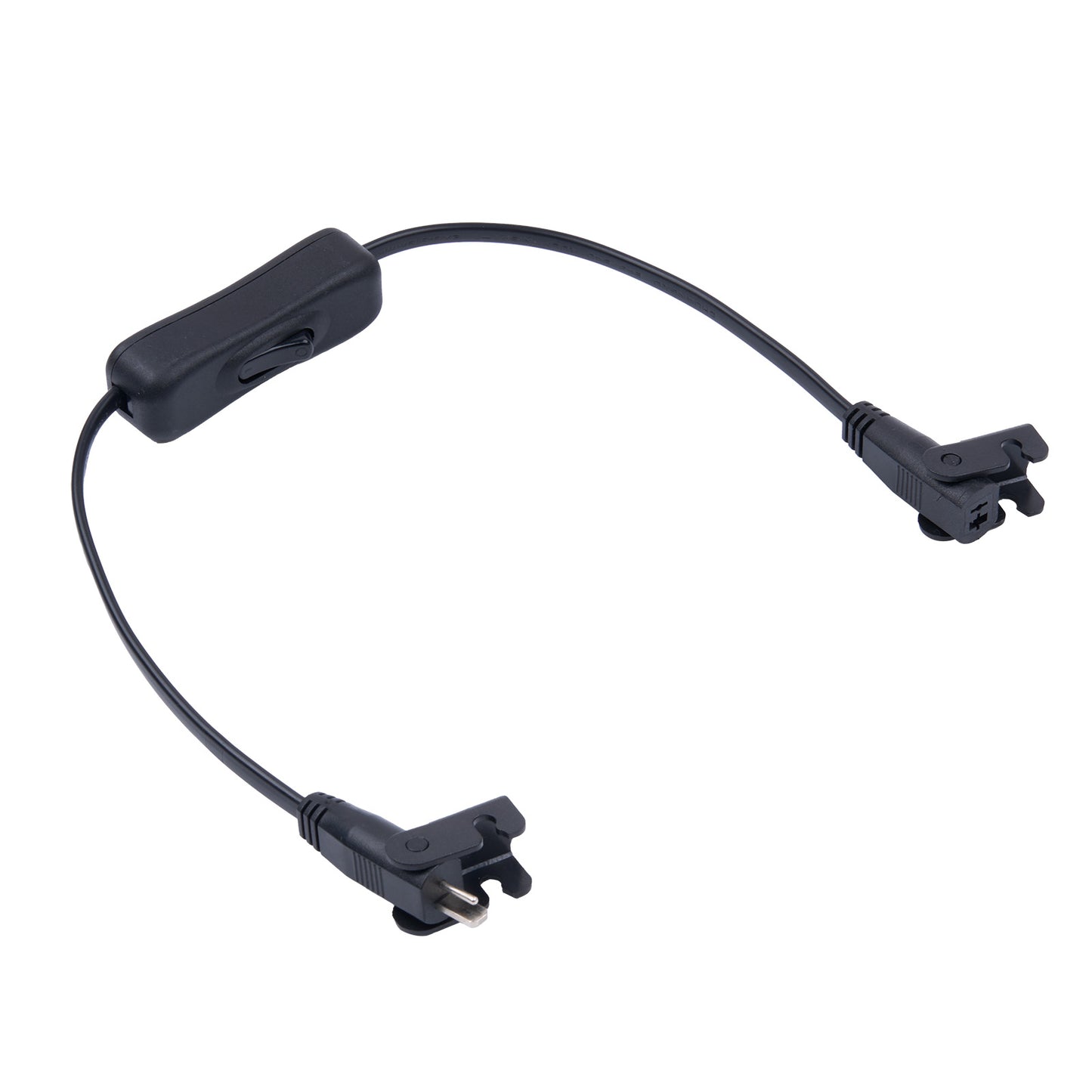 Black cable with connectors on a white background