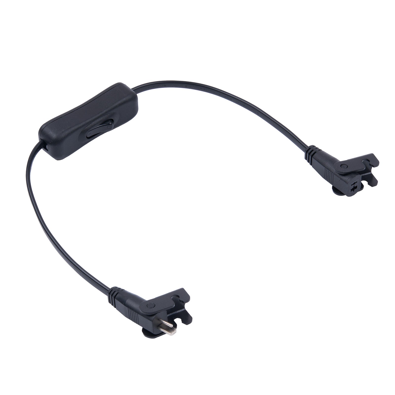 Black cable with connectors on a white background