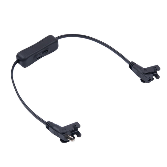 Black cable with connectors on a white background