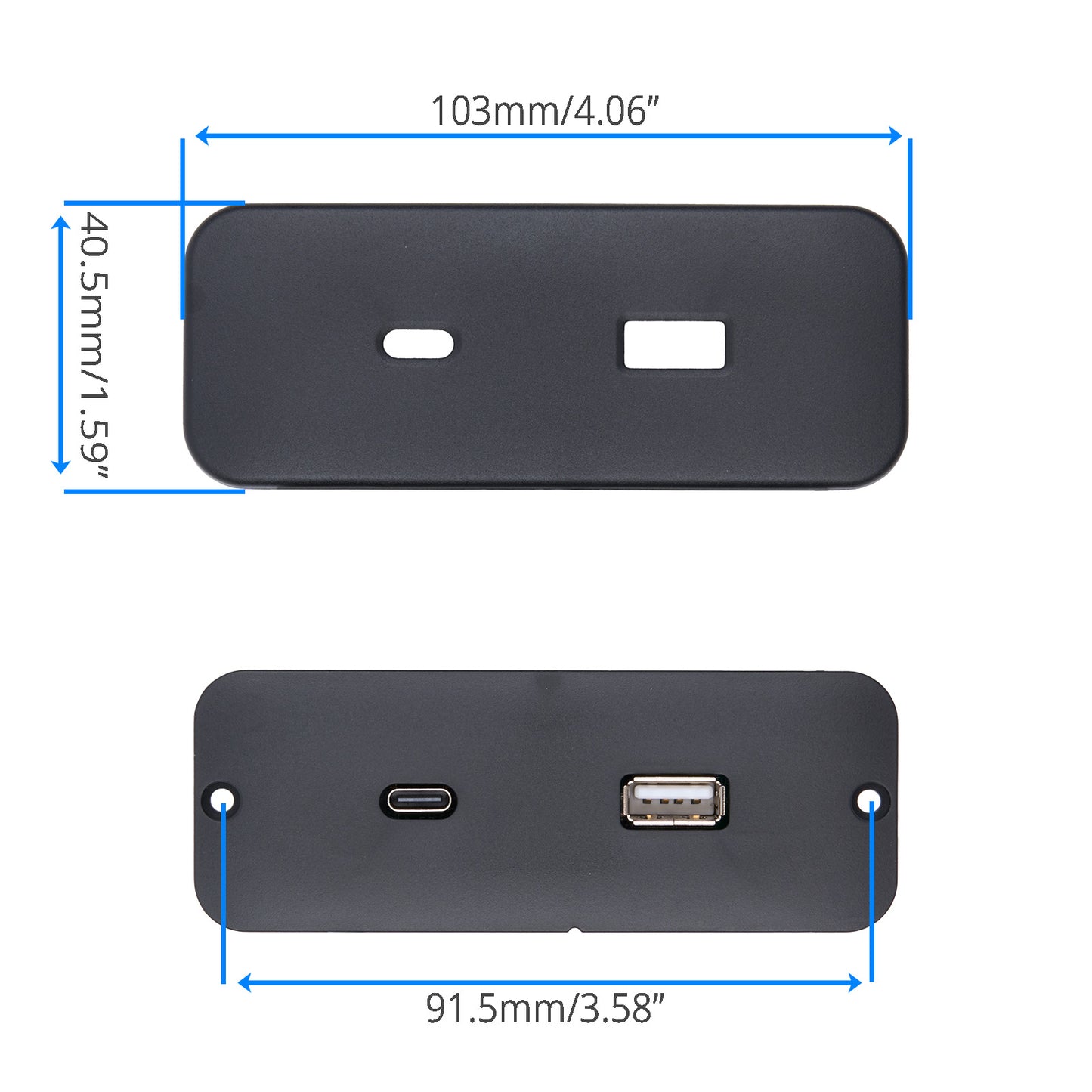 OKIN PO.11.01.01 USB Outlet - Type A + Type C, Rectangular with 2-Pin Male Plug