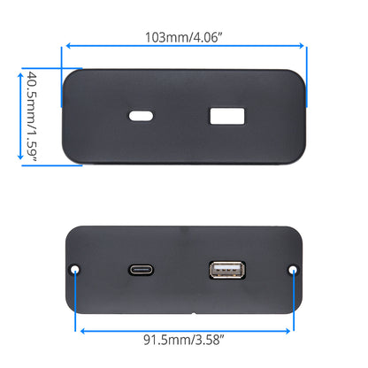OKIN PO.11.01.01 USB Outlet - Type A + Type C, Rectangular with 2-Pin Male Plug