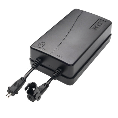 YH-U2600B 2600mAh battery pack for power recliners and lift chairs, angled view with IN and OUT cables attached
