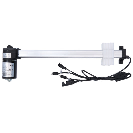 A silver and black linear actuator with an attached power cable, designed to replace specific LMD linear actuator models.