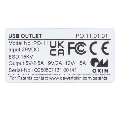 OKIN PO.11.01.01 USB Outlet - Type A + Type C, Rectangular with 2-Pin Male Plug