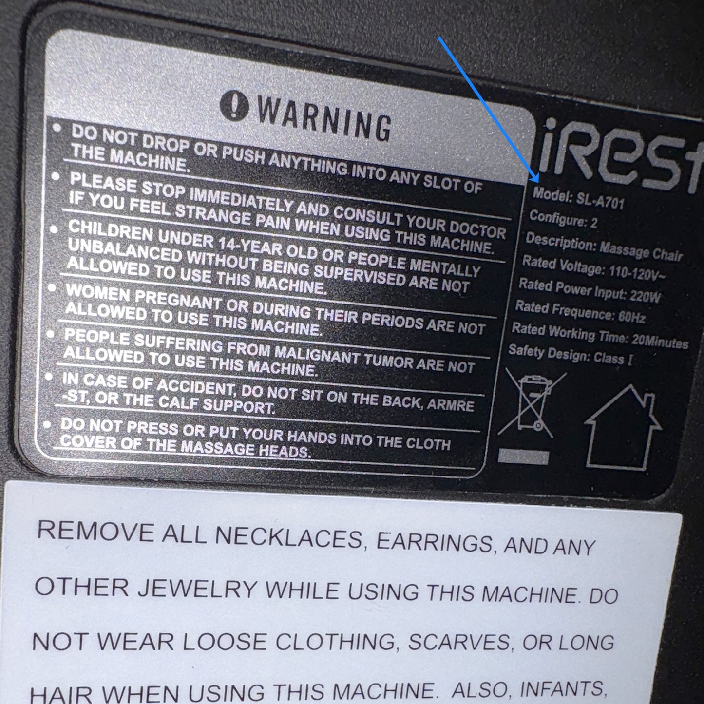 Remote Controller for iRest SL-A701 Massage Chair