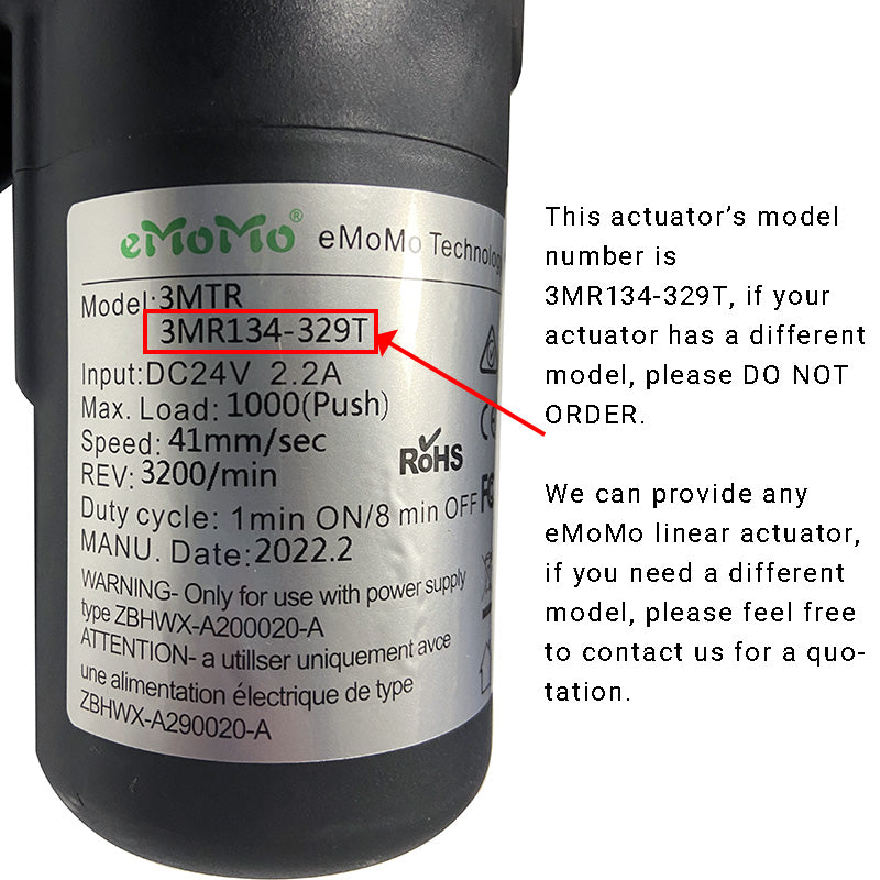 eMoMo 3MTR 3MR134-329T Linear Actuator for Power Recliner Lift Chair