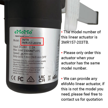 eMoMo 3MTR 3MR157-203TB Linear Actuator for Power Recliner Lift Chair