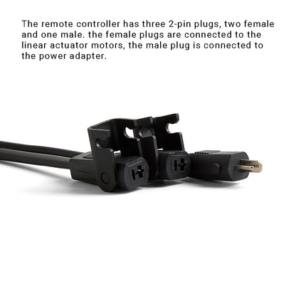 Replacement Remote Controller for Recliners with Two 2-Pin Motors (6-Button, 3 x 2-Pin Plugs)
