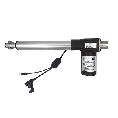 A Kaidi brand linear actuator motor with a silver shaft and black end cap, including electrical connectors.