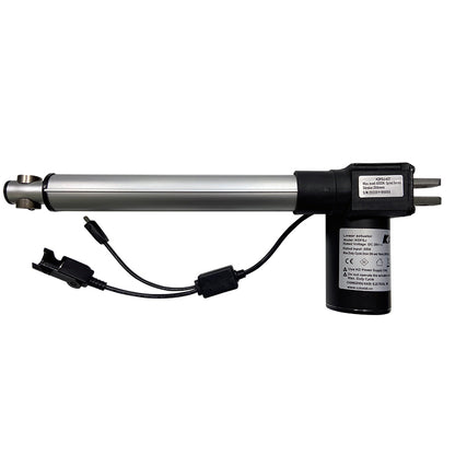 A Kaidi KDFSJ-427 linear actuator motor assembly, featuring a black motor housing and a silver shaft, with wires attached to the motor.