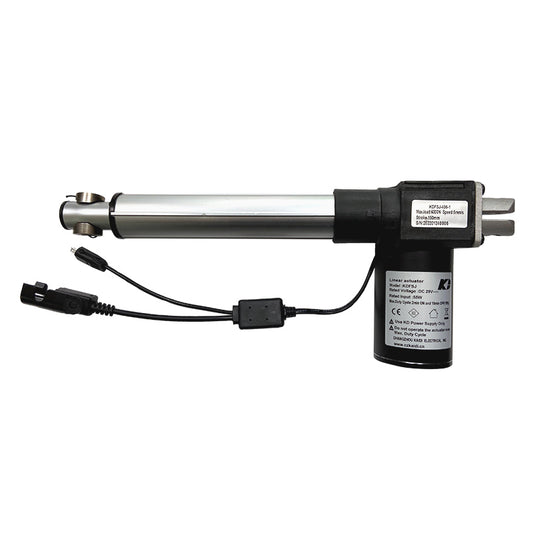 A Kaidi linear actuator for power recliner lift chair, showing the actuator body in silver with a black electric motor and control box.