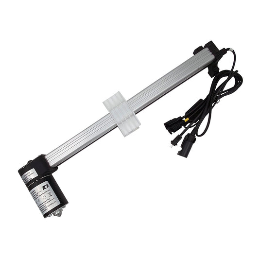 Linear actuator motor assembly for recliner with multiple plug types, including 5-pin female, 2-pin female, and 2-pin male.