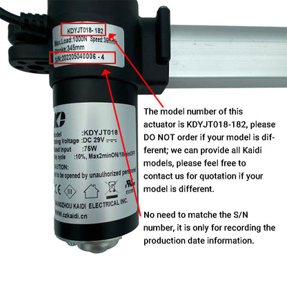 KAIDI KDYJT018-182 Linear Actuator Motor Assembly