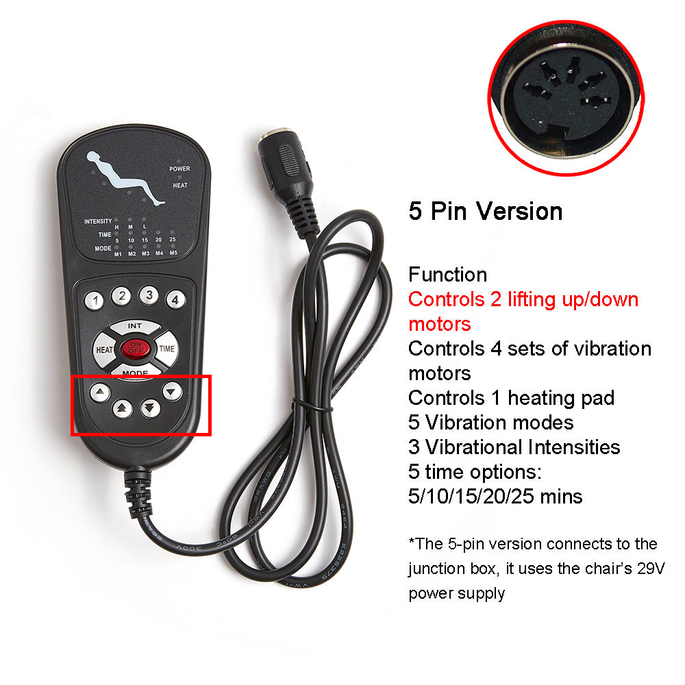 Replacement Massage Function Remote Handset Controller for Recliner Lift Chair