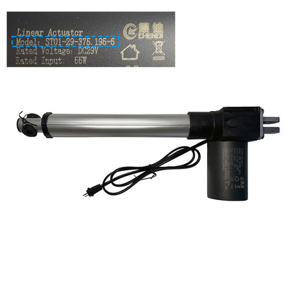 A Chendi linear actuator with model number ST01-29-375.195-6, featuring a black motor housing and a silver shaft.